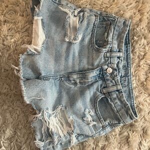 American Eagle Outfitters Distressed Light Blue Denim Shorts size 00